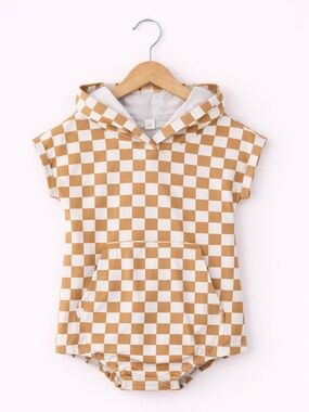 New Boutique Checkered Hooded Baby Romper,  18-24M